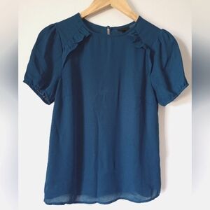 🙂Who What Wear Women's Sheer Top In Teal Blue Color Size XS